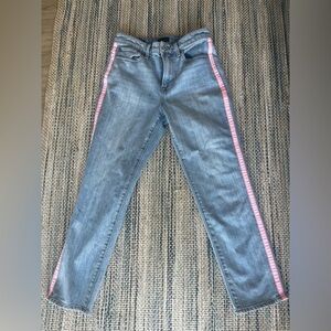 Talbots Blue Jeans with Pink Grosgrain Ribbon at side seams